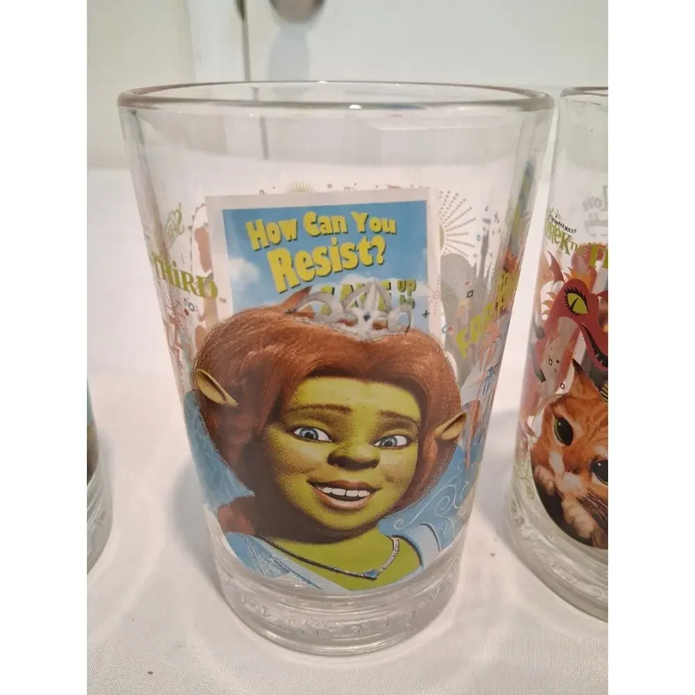 Vintage 2007 McDonald's Shrek The Third Glass Lot of 6 WITH ORIGINAL INSERTS